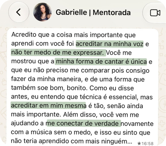 Depoimento da Gabrielle, mentorada